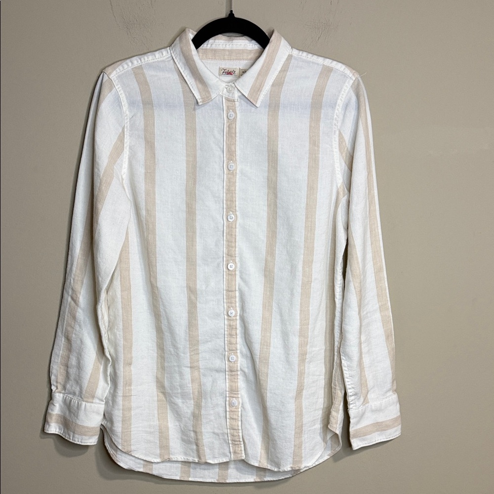 FAHERTY MALIBU VALLERTA STRIPE LONG SLEEVE LINEN SHIRT SIZE MEDIUM - Picture 4 of 8
